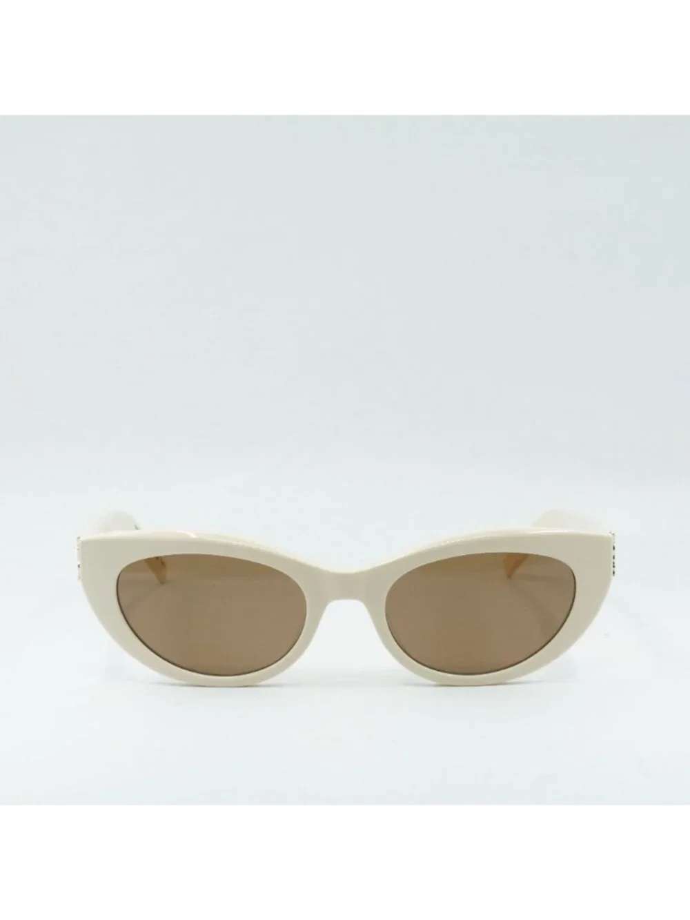 Saint Laurent SLM115 004 Sunglasses Ivory Cat Eye Frame, Brown Lenses
